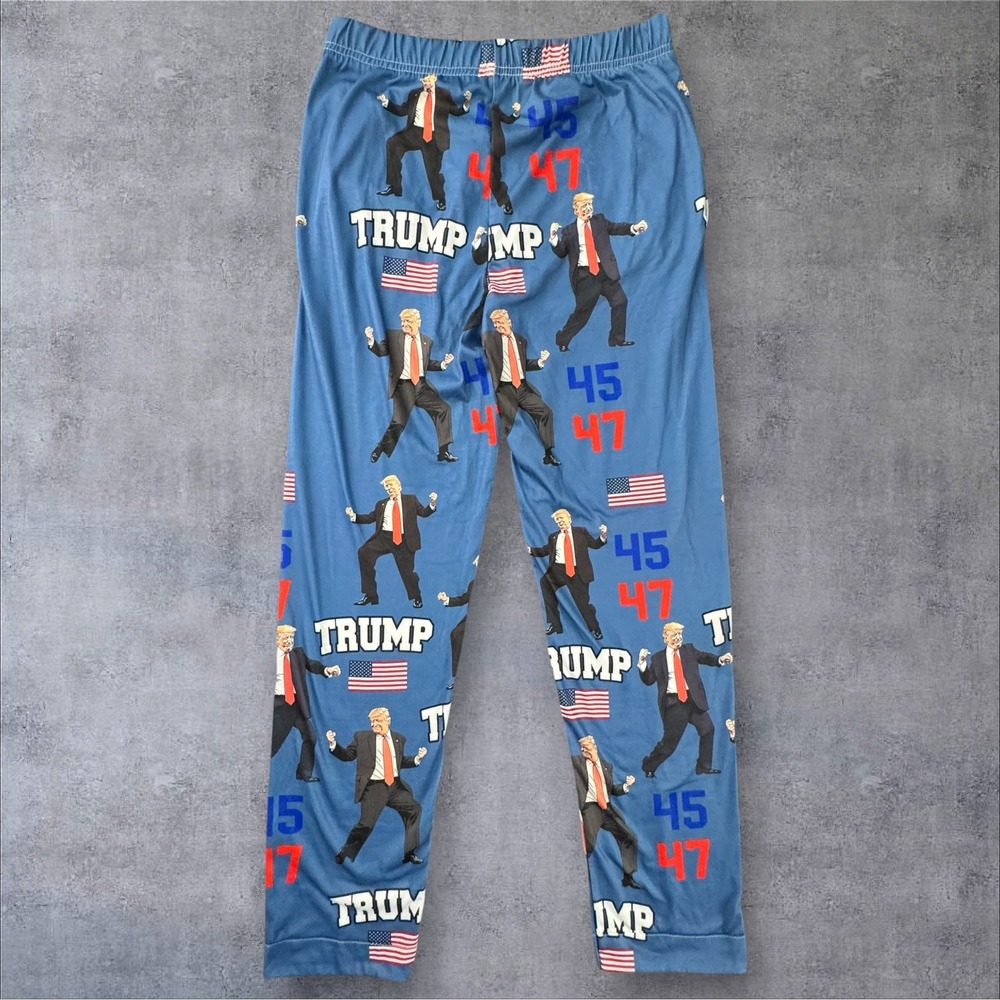 Donald Trump 45 47 Pajama Pants Large Blue Dancing Graphic Loungewear
